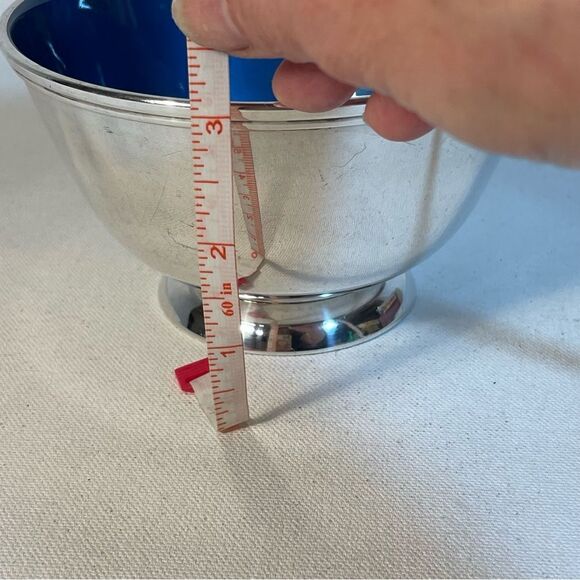 Towle Silver Plated Rich Blue Enamel Bowl 5" EP 5001 Mid 20th Century - Picture 9 of 16